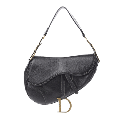 CHRISTIAN DIOR Calfskin Saddle Bag Black