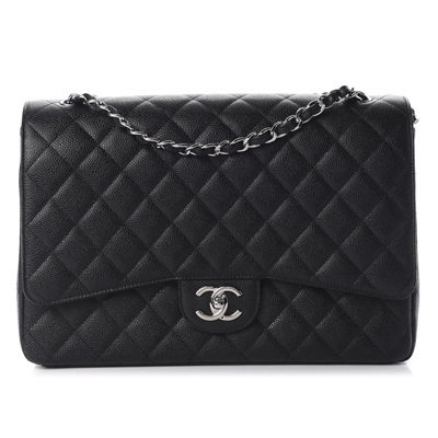 Caviar Quilted Maxi Double Flap Black