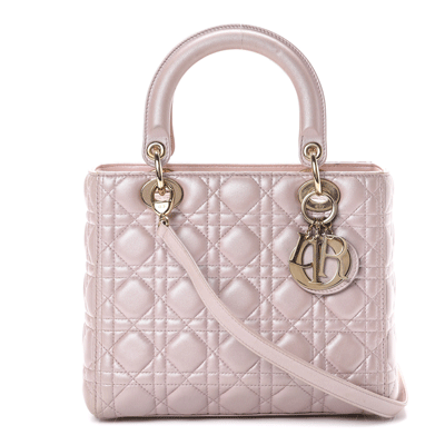 Pearly Lambskin Cannage Medium Lady Dior Lotus